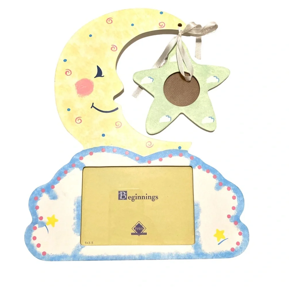Moon and stars baby photo frame nursery decor decorative photo frame